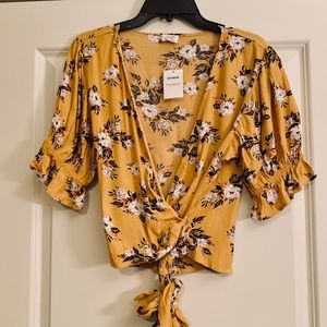 Yellow Floral Cropped Top